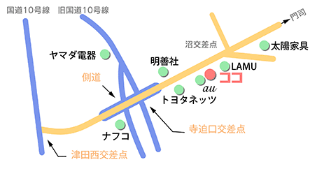 下曽根・九州労災病院付近